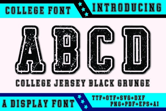 College Jersey Black Grunge: Bold Typography